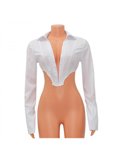 White Zip - Front Cropped Shirt - TayDiane