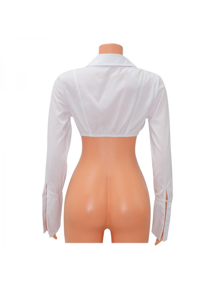 White Zip - Front Cropped Shirt - TayDiane