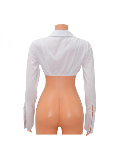 White Zip - Front Cropped Shirt - TayDiane