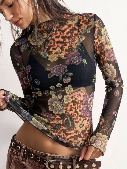 Wild Bloom Mesh Top - Taydiane