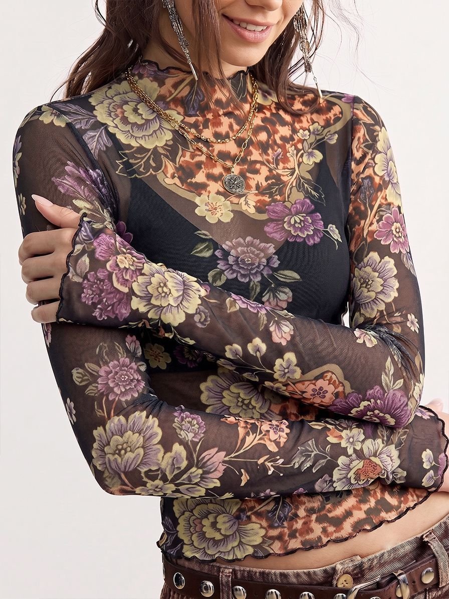 Wild Bloom Mesh Top - Taydiane