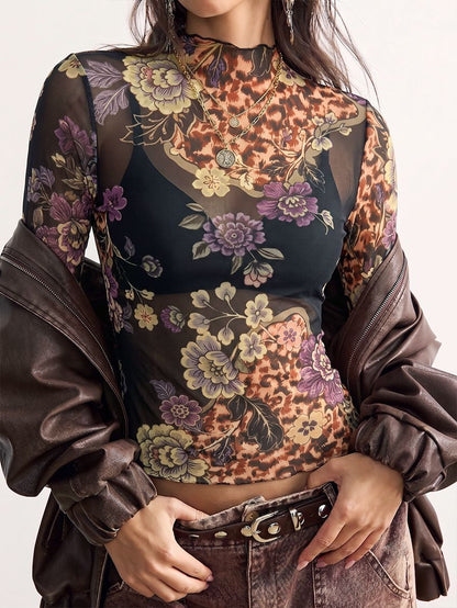 Wild Bloom Mesh Top - Taydiane