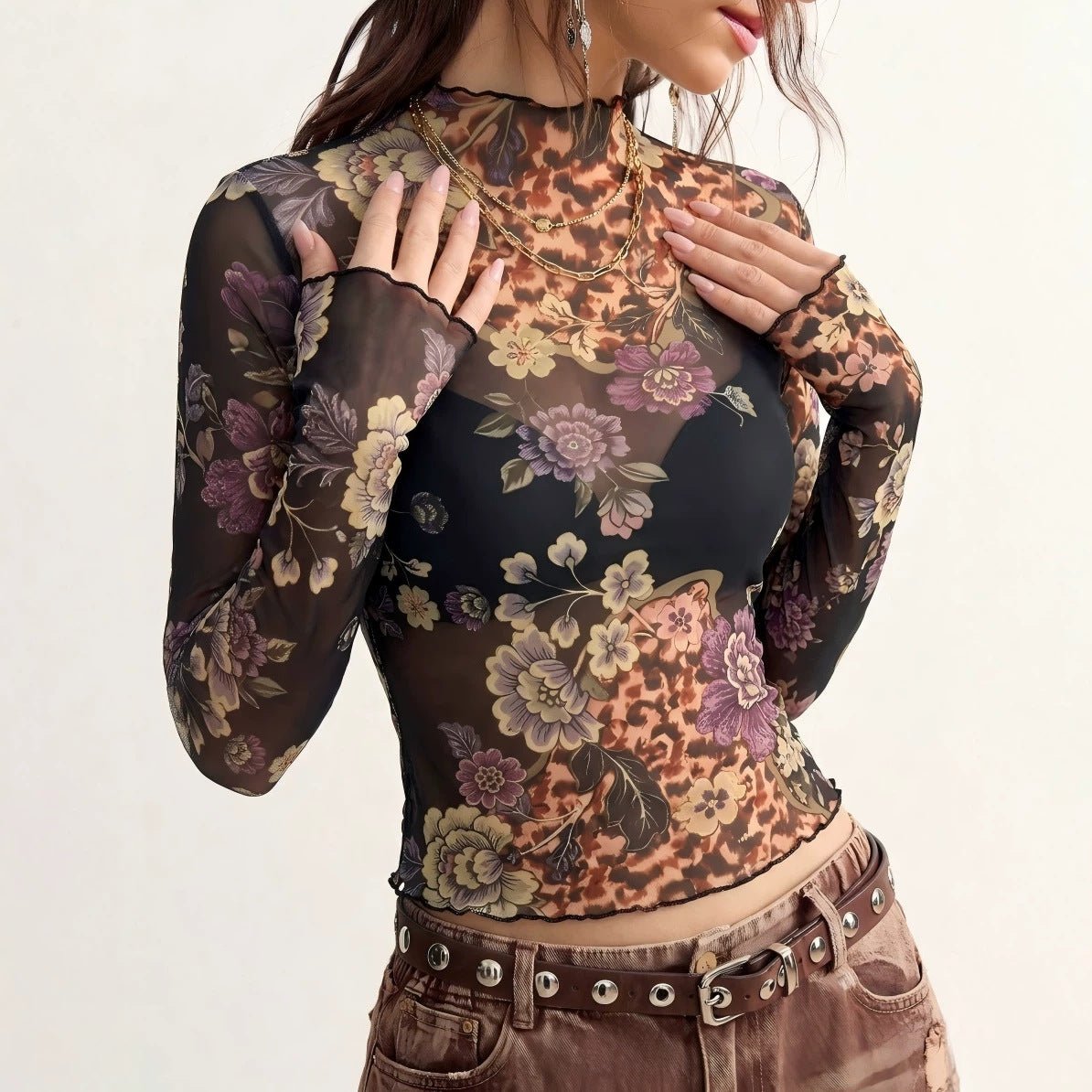 Wild Bloom Mesh Top - Taydiane