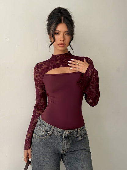 Wine & Dine Lace Bodysuit - Taydiane