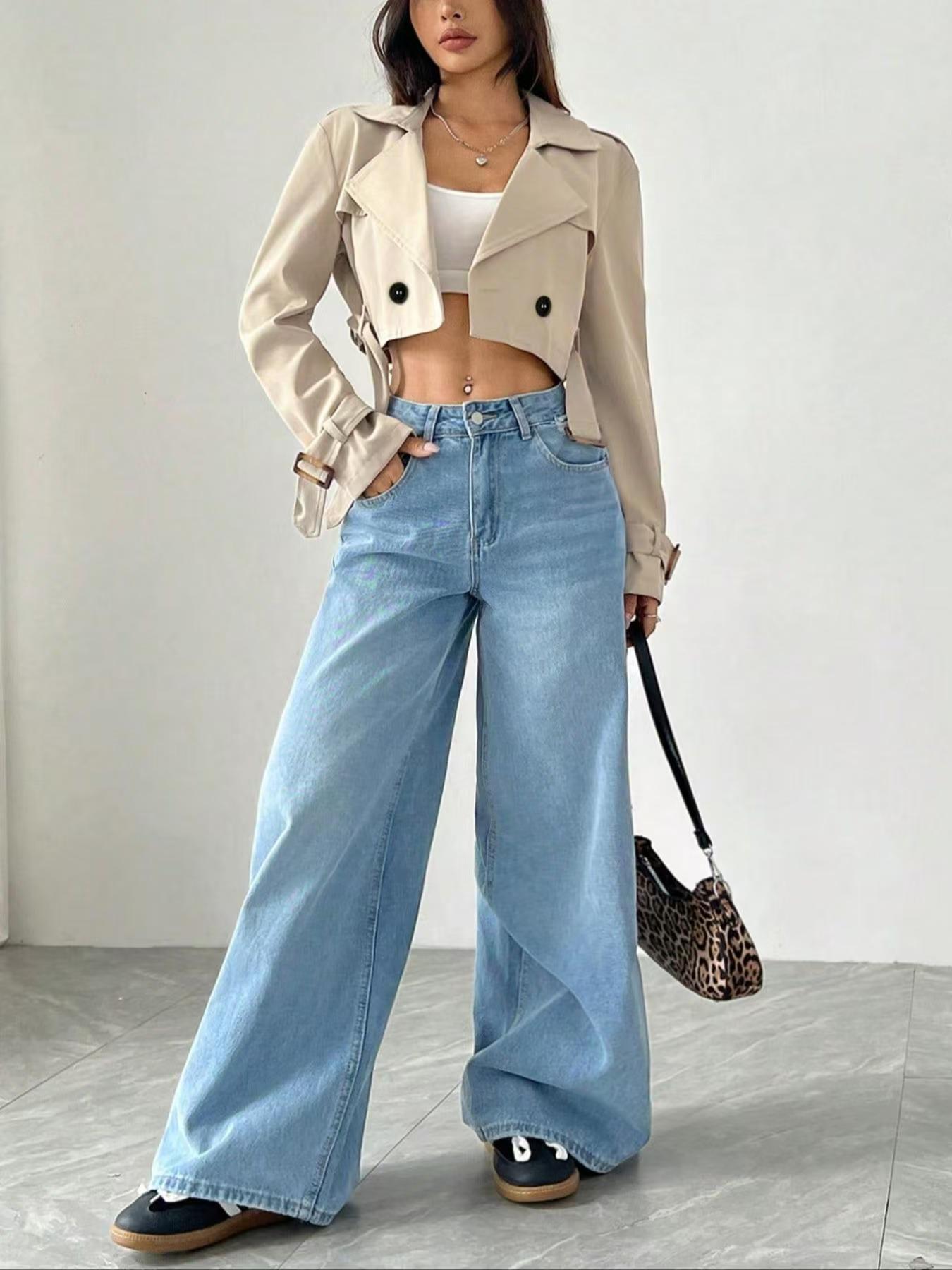 Women Clothing Belt Short Casual Trench Coat - TayDiane