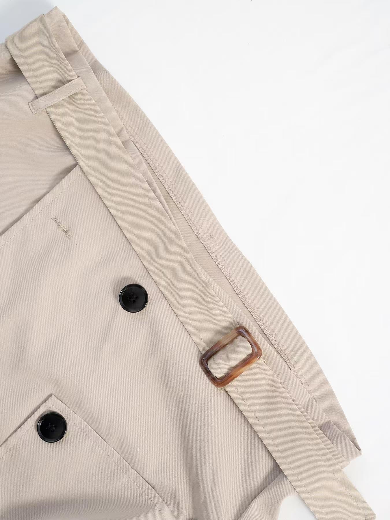 Women Clothing Belt Short Casual Trench Coat - TayDiane