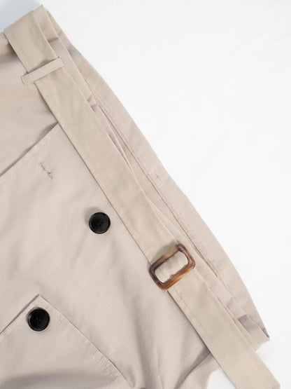 Women Clothing Belt Short Casual Trench Coat - TayDiane