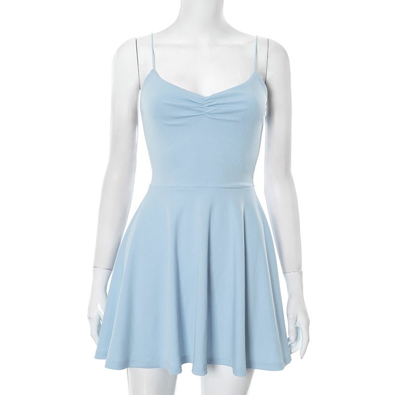 Women Clothing Summer Simple Sexy Solid Color Slip Dress Women - TayDiane