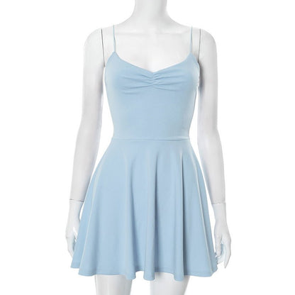 Women Clothing Summer Simple Sexy Solid Color Slip Dress Women - TayDiane