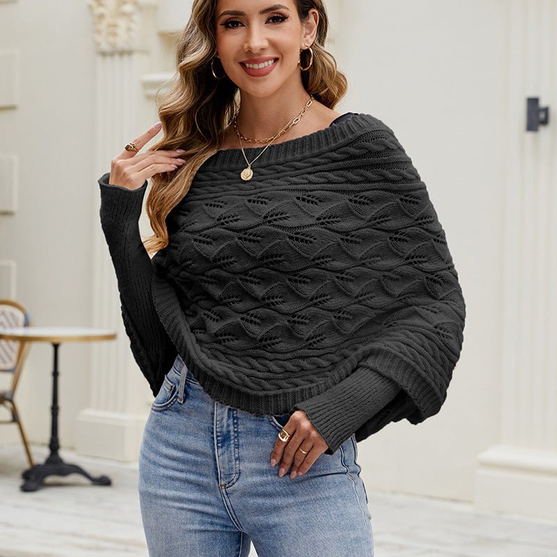 Women's Casual Knitted Shawl Long Sleeve Sweater - TayDiane
