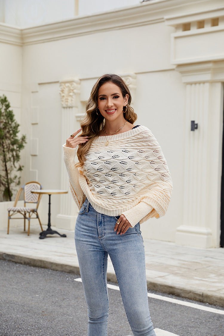 Women's Casual Knitted Shawl Long Sleeve Sweater - TayDiane