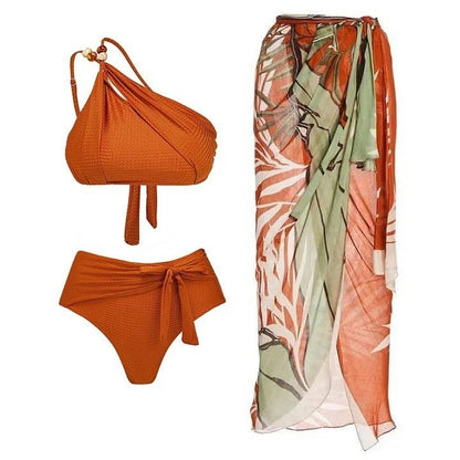 Women's High - Waisted, Push - Up, Three - Piece Bikini - TayDiane