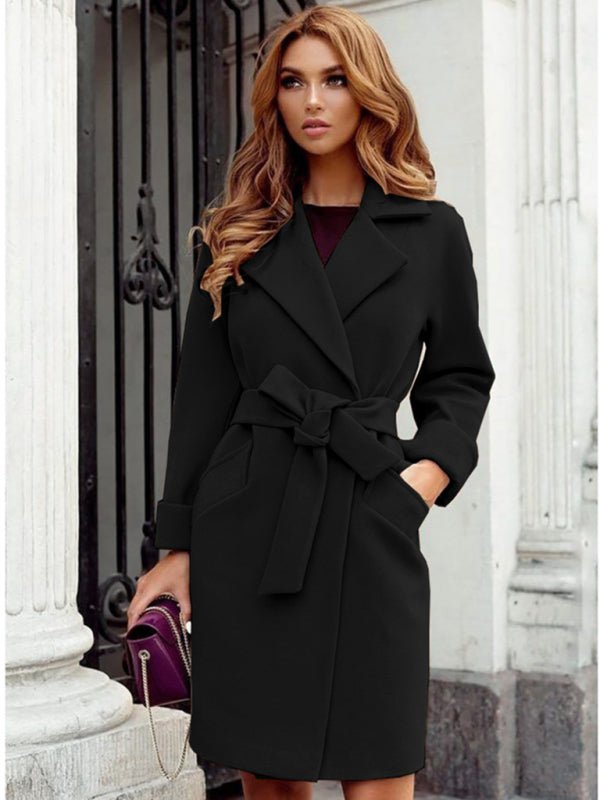 Women's Slim - Fitting Belt Tweed Coat - TayDiane