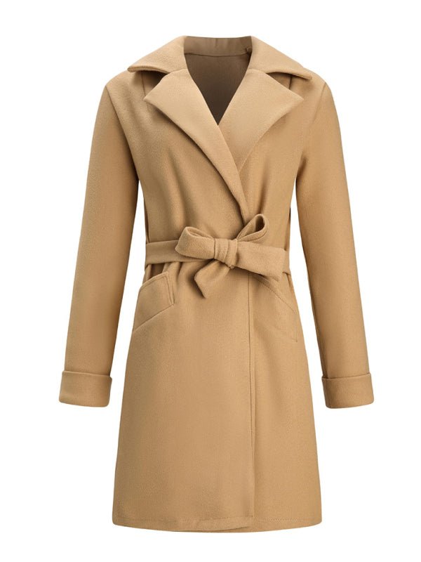 Women's Slim - Fitting Belt Tweed Coat - TayDiane