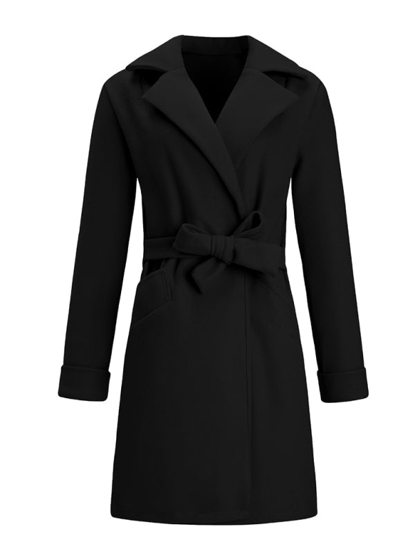 Women's Slim - Fitting Belt Tweed Coat - TayDiane