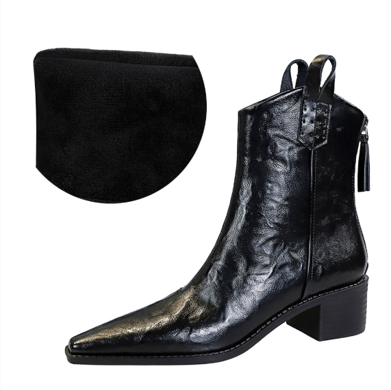 Women's Winter Boots with Chunky Heels and Pointed Toes - TayDiane