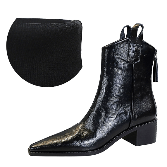 Women's Winter Boots with Chunky Heels and Pointed Toes - TayDiane