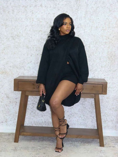 Wrapped in Style High-Low Sweater Short Set - Taydiane