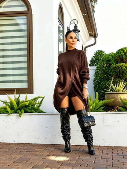 Wrapped in Style High-Low Sweater Short Set - Taydiane