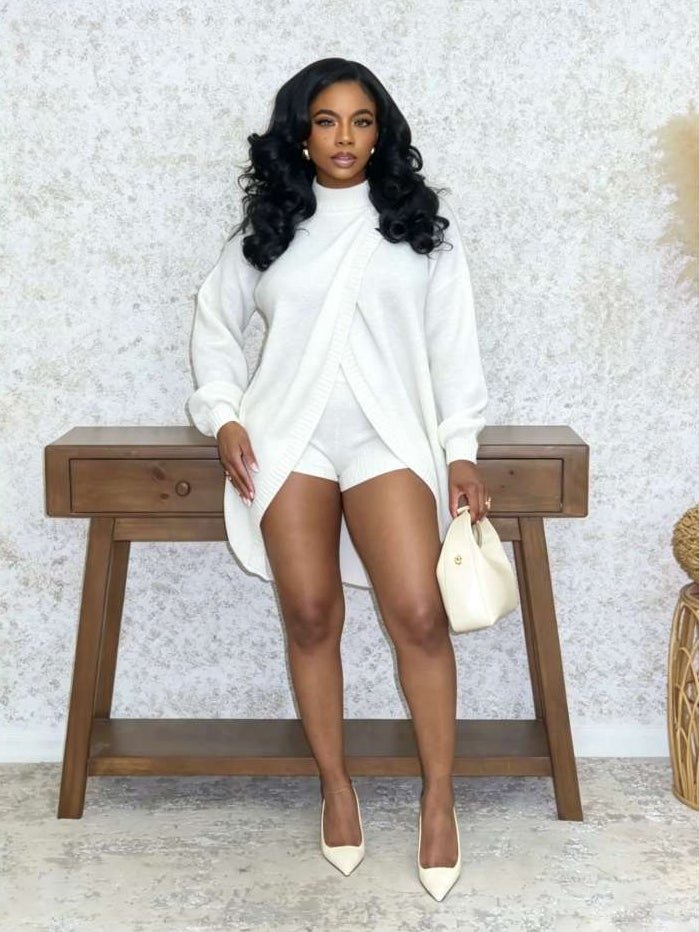 Wrapped in Style High-Low Sweater Short Set - Taydiane