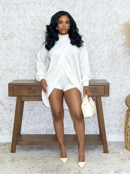 Wrapped in Style High-Low Sweater Short Set - Taydiane