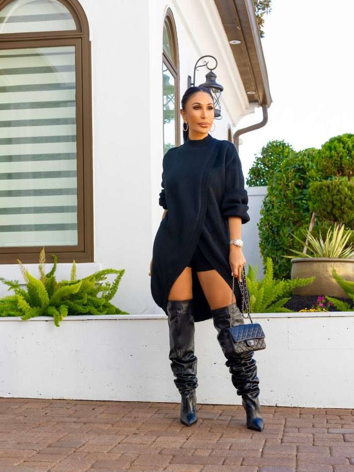 Wrapped in Style High-Low Sweater Short Set - Taydiane