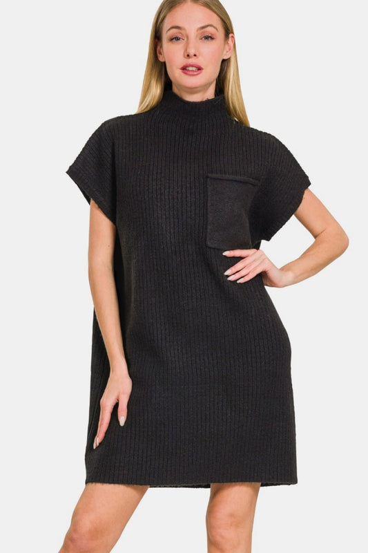 Zenana Short Sleeve Sweater Mini Dress - TayDiane