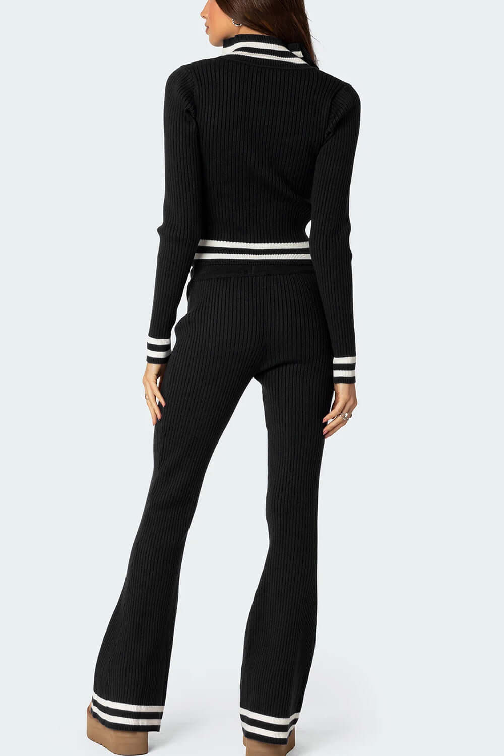 Zip Up Long Sleeve Top and Pants Set - TayDiane