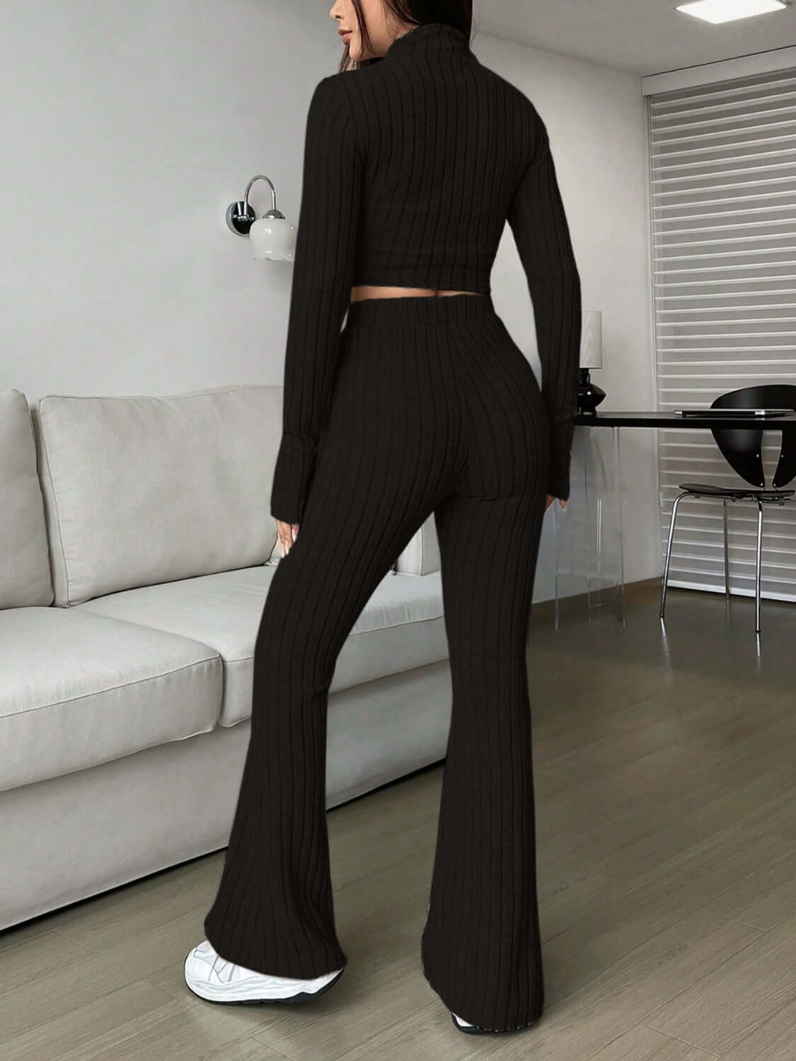 Zip Up Long Sleeve Top and Pants Set - TayDiane