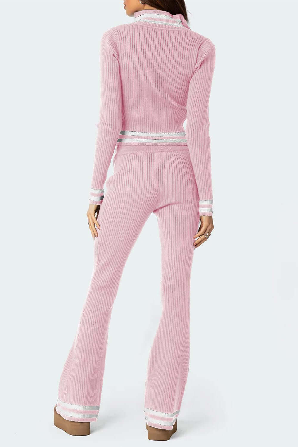 Zip Up Long Sleeve Top and Pants Set - TayDiane