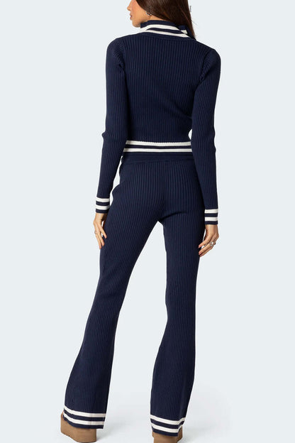 Zip Up Long Sleeve Top and Pants Set - TayDiane