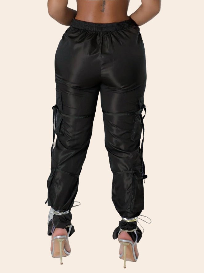 Zipper Casual Pants with Tie Detail - TayDiane