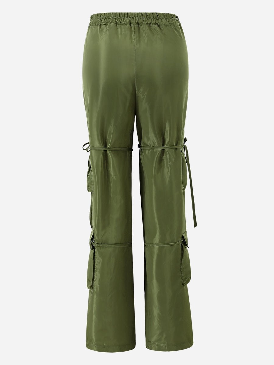 Zipper Casual Pants with Tie Detail - TayDiane