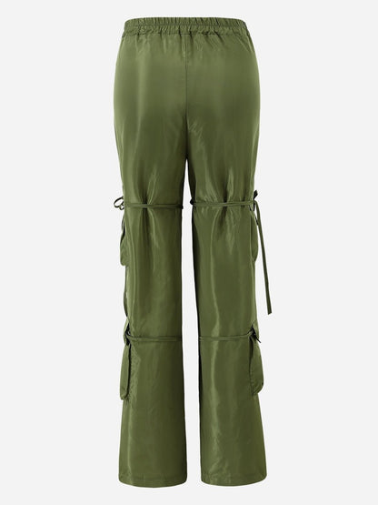 Zipper Casual Pants with Tie Detail - TayDiane