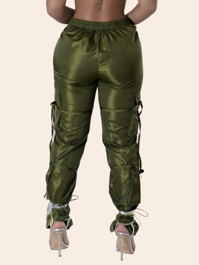 Zipper Casual Pants with Tie Detail - TayDiane