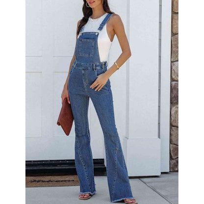 Raw Hem Denim Overalls