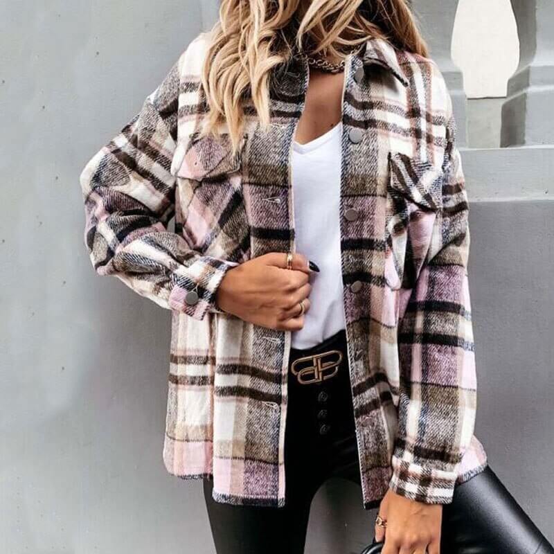 Chaqueta de cuadros de invierno con sobrecamisa a cuadros