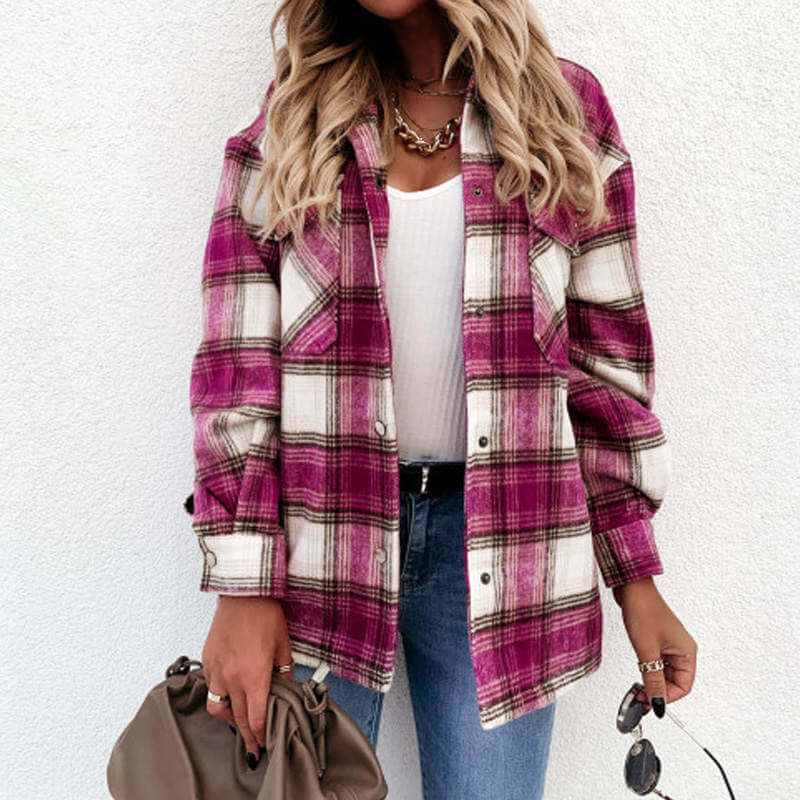 Chaqueta de cuadros de invierno con sobrecamisa a cuadros