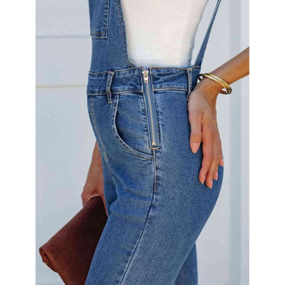 Raw Hem Denim Overalls