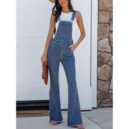 Raw Hem Denim Overalls